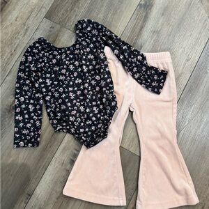 Floral Bodysuit and Blush Pink Pants Set